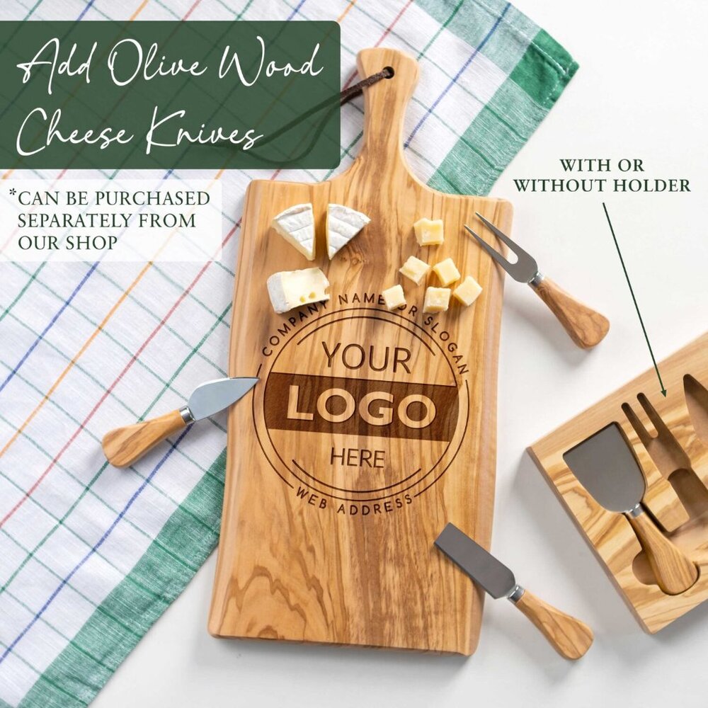 Personalized Olive Wood Board with Handle (17×8 inch)